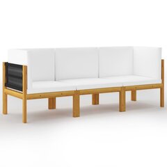 Trivietė sodo sofa su pagalvėlėmis, akacijos medienos masyvas цена и информация | Садовые стулья, кресла, пуфы | pigu.lt