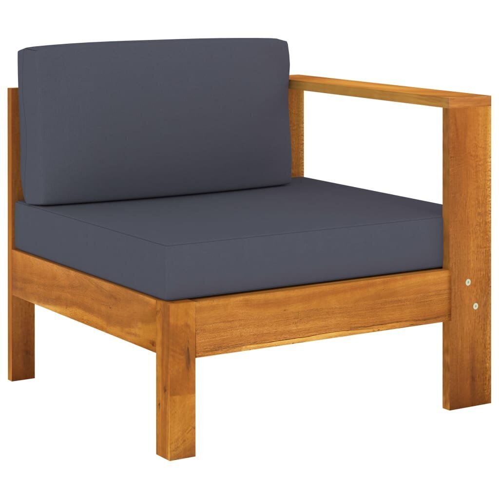 Trivietė sodo sofa su tamsiai pilkomis pagalvėmis, akacija kaina ir informacija | Lauko kėdės, foteliai, pufai | pigu.lt