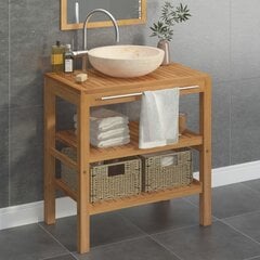 Vonios spintelė su praustuvu, ruda цена и информация | Шкафчики для ванной | pigu.lt