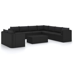 Sodo baldų komplektas su pagalvėlėmis, 11 dalių, juodas цена и информация | Комплекты уличной мебели | pigu.lt