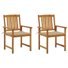 Sodo kėdės su pagalvėlėmis, 2 vnt, rudos kaina ir informacija | Lauko kėdės, foteliai, pufai | pigu.lt
