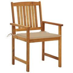 Režisieriaus kėdės su pagalvėlėmis, 4 vnt, rudos kaina ir informacija | Lauko kėdės, foteliai, pufai | pigu.lt