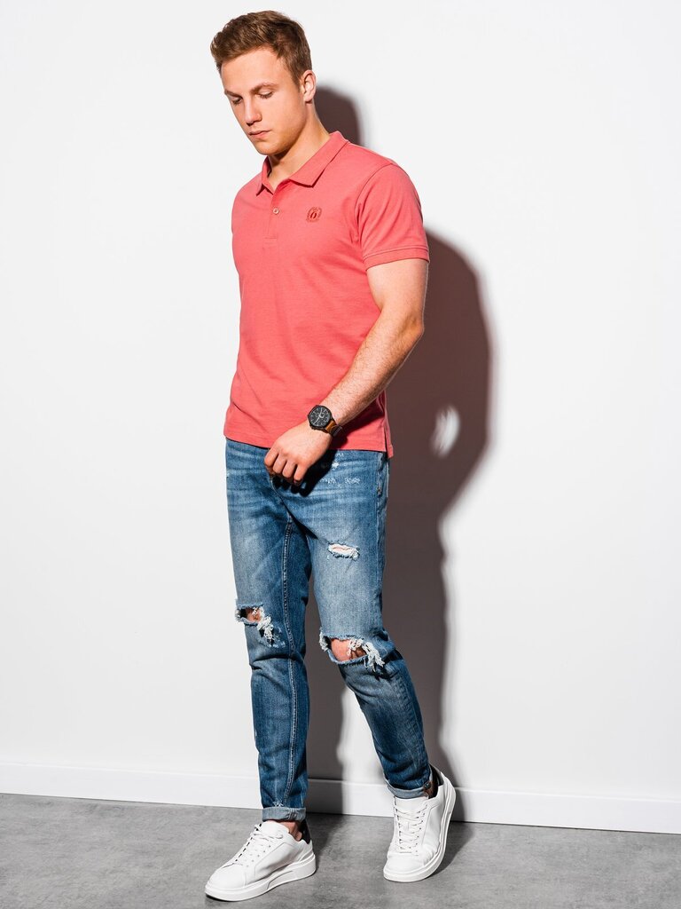 Polo marškinėliai vyrams Ombre S1374, rožiniai kaina ir informacija | Vyriški marškinėliai | pigu.lt