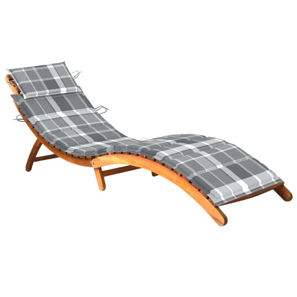 Sodo saulės gultas su čiužinuku, akacijos medienos masyvas kaina ir informacija | Gultai | pigu.lt