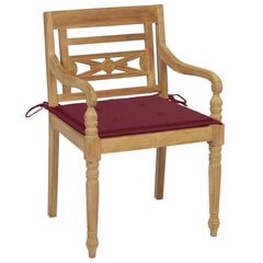 Batavia kėdės su vyno raudonomis pagalvėlėmis, 2 vnt, rudos kaina ir informacija | Lauko kėdės, foteliai, pufai | pigu.lt