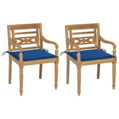 Batavia kėdės su mėlynomis pagalvėmis, 2 vnt, rudos kaina ir informacija | Lauko kėdės, foteliai, pufai | pigu.lt