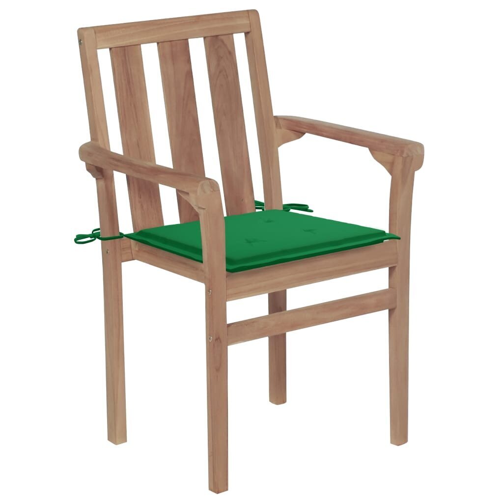 Sodo kėdės su žaliomis pagalvėlėmis, 2 vnt, rudos цена и информация | Lauko kėdės, foteliai, pufai | pigu.lt