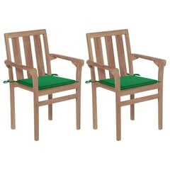 Sodo kėdės su žaliomis pagalvėlėmis, 2 vnt, rudos kaina ir informacija | Lauko kėdės, foteliai, pufai | pigu.lt