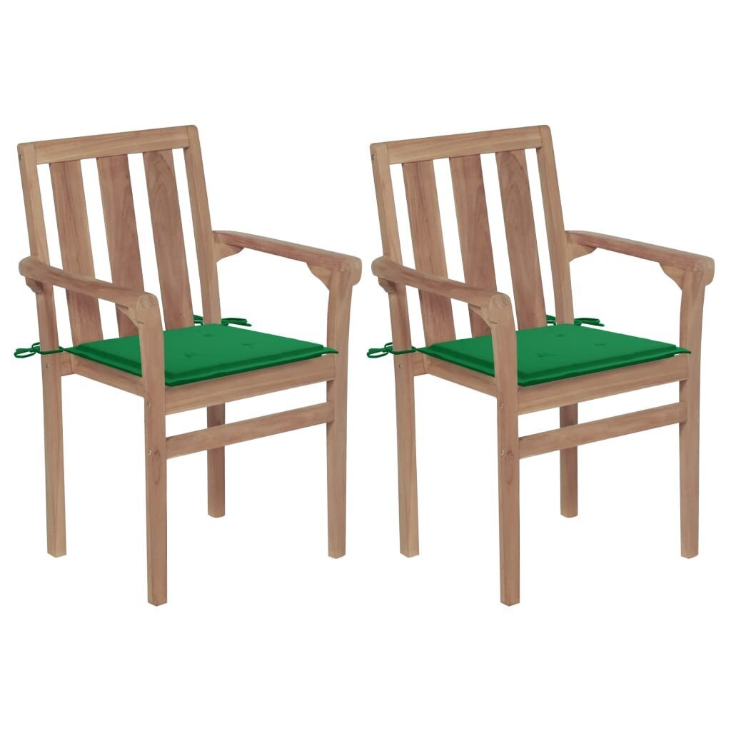Sodo kėdės su žaliomis pagalvėlėmis, 2 vnt, rudos цена и информация | Lauko kėdės, foteliai, pufai | pigu.lt