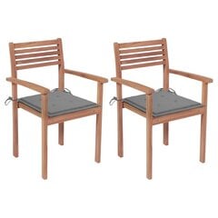Sodo kėdės su pilkomis pagalvėlėmis, 2 vnt, rudos kaina ir informacija | Lauko kėdės, foteliai, pufai | pigu.lt