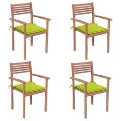 Sodo kėdės su šviesiai žaliomis pagalvėlėmis, 4 vnt, rudos kaina ir informacija | Lauko kėdės, foteliai, pufai | pigu.lt