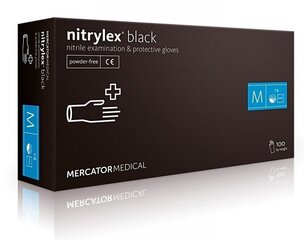 Vienkartinės nitrilo pirštinės Mercator Nitrylex Black, juodos, 100 vnt. M dydis kaina ir informacija | Darbo pirštinės | pigu.lt