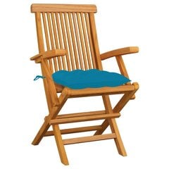 Sodo kėdės su šviesiai mėlynomis pagalvėlėmis, 3vnt. kaina ir informacija | Lauko kėdės, foteliai, pufai | pigu.lt