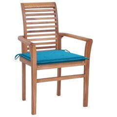 Sodo valgomojo kėdės su mėlynomis pagalvėlėmis, 2 vnt. kaina ir informacija | Lauko kėdės, foteliai, pufai | pigu.lt
