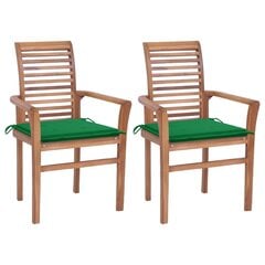 Valgomojo kėdės su žaliomis pagalvėlėmis, 2vnt., tikmedis kaina ir informacija | Lauko kėdės, foteliai, pufai | pigu.lt