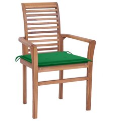 Valgomojo kėdės su žaliomis pagalvėlėmis, 4vnt., tikmedis kaina ir informacija | Lauko kėdės, foteliai, pufai | pigu.lt
