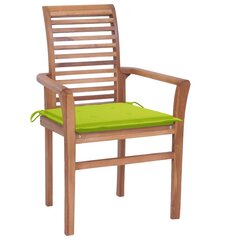 Valgomojo kėdės su žaliomis pagalvėlėmis, 4vnt., tikmedis kaina ir informacija | Lauko kėdės, foteliai, pufai | pigu.lt