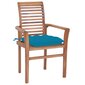 Valgomojo kėdės su mėlynomis pagalvėlėmis, 4 vnt, rudos kaina ir informacija | Lauko kėdės, foteliai, pufai | pigu.lt
