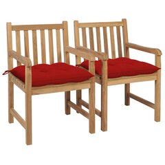 Sodo kėdės su raudonomis pagalvėlėmis, 2 vnt, rudos kaina ir informacija | Lauko kėdės, foteliai, pufai | pigu.lt