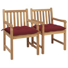 Sodo kėdės su vyno raudonomis pagalvėlėmis, 2 vnt, rudos цена и информация | Садовые стулья, кресла, пуфы | pigu.lt