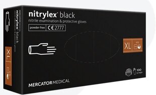 Vienkartinės nitrilo pirštinės Mercator Nitrylex Black, juodos, 100 vnt. XL dydis kaina ir informacija | Darbo pirštinės | pigu.lt