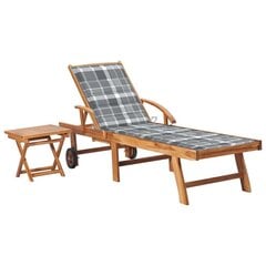 Saulės gultas su staliuku ir čiužinuku, rudas цена и информация | Шезлонги | pigu.lt