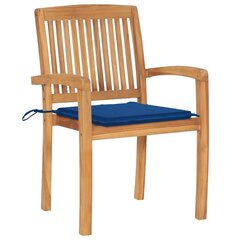 Sodo kėdės su mėlynomis pagalvėlėmis, 2 vnt, rudos kaina ir informacija | Lauko kėdės, foteliai, pufai | pigu.lt