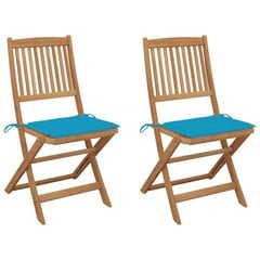 Sulankstomos sodo kėdės su pagalvėmis, 2 vnt., rudos kaina ir informacija | Lauko kėdės, foteliai, pufai | pigu.lt