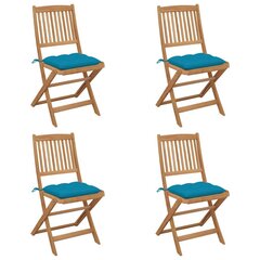 Sulankstomos sodo kėdės su pagalvėmis, 4vnt., akacijos masyvas kaina ir informacija | Lauko kėdės, foteliai, pufai | pigu.lt