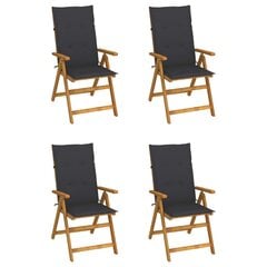 Atlošiamos sodo kėdės su pagalvėlėmis, 4 vnt., juodos kaina ir informacija | Lauko kėdės, foteliai, pufai | pigu.lt