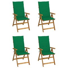 Atlošiamos sodo kėdės su pagalvėmis, 4 vnt., žalios kaina ir informacija | Lauko kėdės, foteliai, pufai | pigu.lt