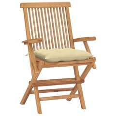 Sodo kėdės su kreminėmis pagalvėlėmis, 4 vnt, rudos kaina ir informacija | Lauko kėdės, foteliai, pufai | pigu.lt
