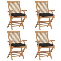 Sodo kėdės su juodomis pagalvėlėmis, 4 vnt, rudos kaina ir informacija | Lauko kėdės, foteliai, pufai | pigu.lt