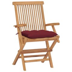 Sodo kėdės su raudonomis pagalvėlėmis, 4 vnt, rudos kaina ir informacija | Lauko kėdės, foteliai, pufai | pigu.lt