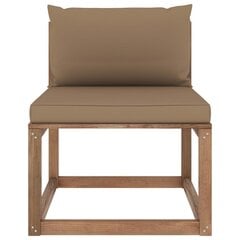 Vidurinė sodo sofos dalis iš palečių su taupe pagalvėlėmis, ruda kaina ir informacija | Lauko kėdės, foteliai, pufai | pigu.lt