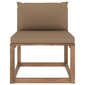 Vidurinė sodo sofos dalis iš palečių su taupe pagalvėlėmis, ruda kaina ir informacija | Lauko kėdės, foteliai, pufai | pigu.lt