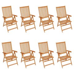 Atlošiamos sodo kėdės su pagalvėlėmis, 8 vnt, rudos kaina ir informacija | Lauko kėdės, foteliai, pufai | pigu.lt