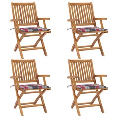 Sulankstomos sodo kėdės su pagalvėlėmis, 4 vnt, rudos kaina ir informacija | Lauko kėdės, foteliai, pufai | pigu.lt