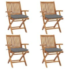 Sulankstomos sodo kėdės su pagalvėlėmis, 4 vnt, rudos kaina ir informacija | Lauko kėdės, foteliai, pufai | pigu.lt