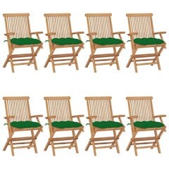 Sodo kėdės su žaliomis pagalvėlėmis, 8vnt. kaina ir informacija | Lauko kėdės, foteliai, pufai | pigu.lt