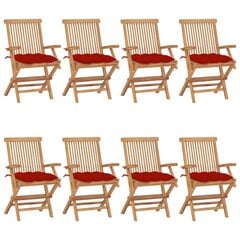 Sodo kėdės su raudonomis pagalvėlėmis, 8vnt. kaina ir informacija | Lauko kėdės, foteliai, pufai | pigu.lt