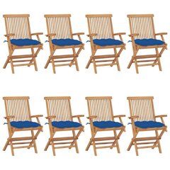 Sodo kėdės su mėlynomis pagalvėlėmis, 8vnt. kaina ir informacija | Lauko kėdės, foteliai, pufai | pigu.lt