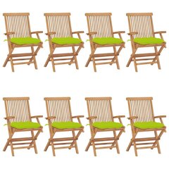 Sodo kėdės su šviesiai žaliomis pagalvėlėmis, 8vnt. kaina ir informacija | Lauko kėdės, foteliai, pufai | pigu.lt
