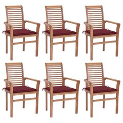 Valgomojo kėdės su vyno raudonomis pagalvėmis, 6 vnt, rudos цена и информация | Садовые стулья, кресла, пуфы | pigu.lt