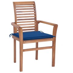 Valgomojo kėdės su mėlynomis pagalvėlėmis, 6 vnt, rudos kaina ir informacija | Lauko kėdės, foteliai, pufai | pigu.lt