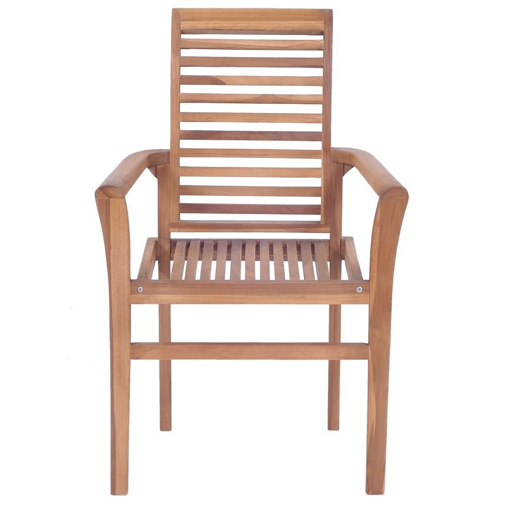 Valgomojo kėdės su smėlio spalvos pagalvėlėmis, 8vnt., tikmedis kaina ir informacija | Lauko kėdės, foteliai, pufai | pigu.lt