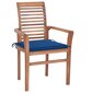 Valgomojo kėdės su mėlynomis pagalvėlėmis, 8 vnt, rudos kaina ir informacija | Lauko kėdės, foteliai, pufai | pigu.lt