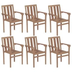Sudedamos sodo kėdės, 6 vnt, rudos kaina ir informacija | Lauko kėdės, foteliai, pufai | pigu.lt