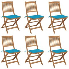 Sulankstomos sodo kėdės su pagalvėmis, 6 vnt., rudos kaina ir informacija | Lauko kėdės, foteliai, pufai | pigu.lt