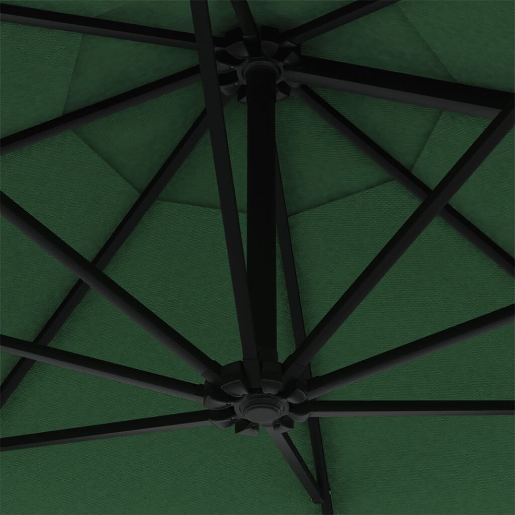 Prie sienos montuojamas skėtis su LED/stulpu, 300 cm, žalias kaina ir informacija | Skėčiai, markizės, stovai | pigu.lt
